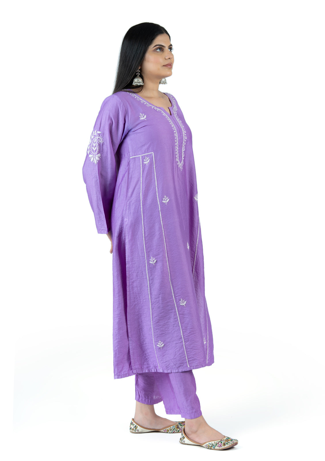 Soft lavender Chanderi Kurta Set