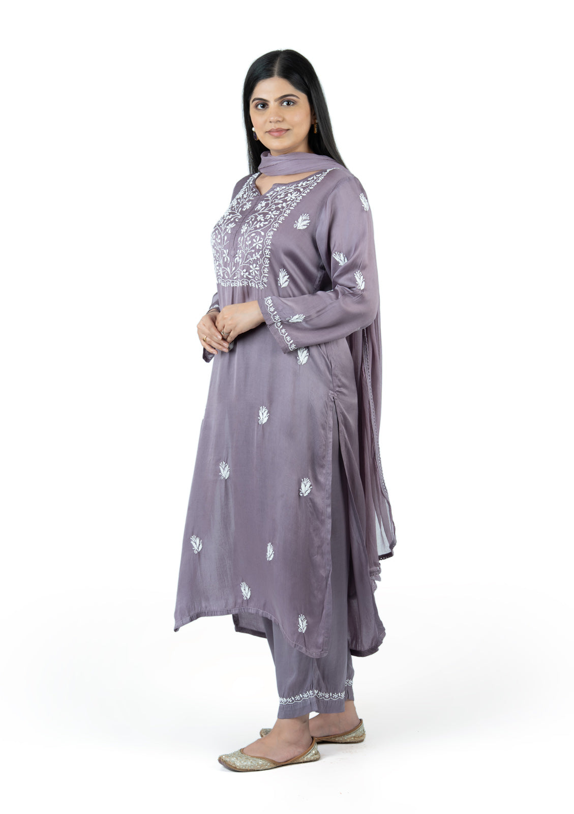 Lavender Modal Satin Suit Set