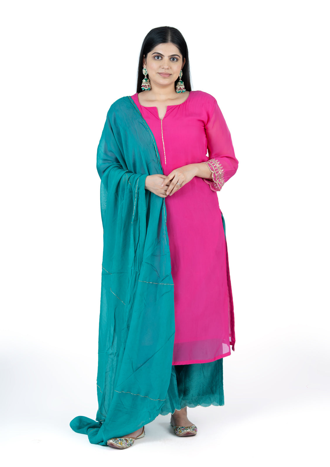 Organza Silk Hand-Embroidered 3-Piece Set