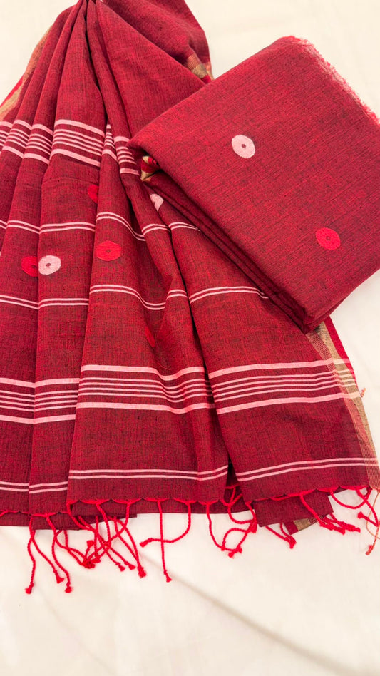 Jamdhani Handspun Pure Cotton Top & Dupatta Set