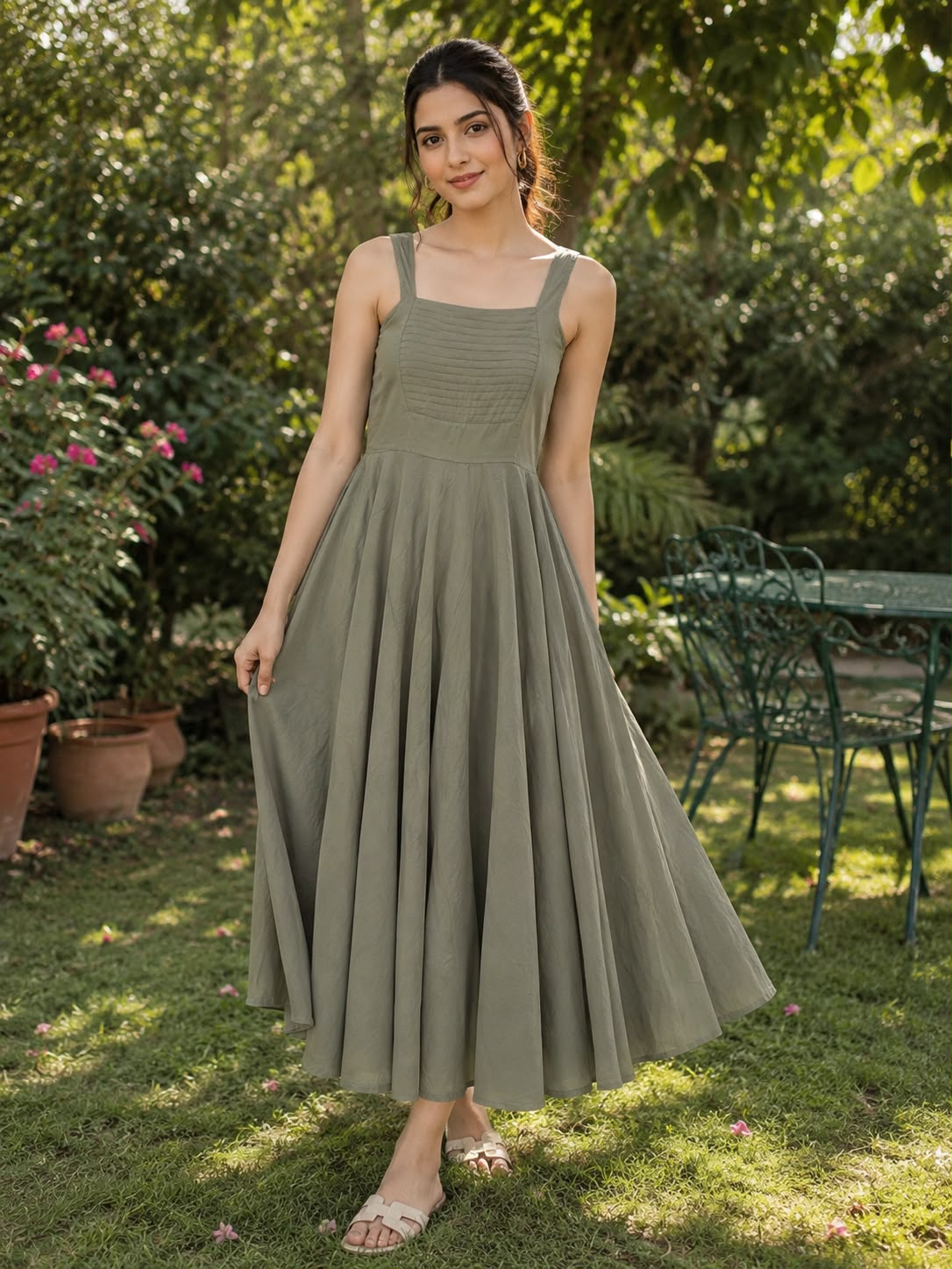 Cotton Pintuck Maxi Dress