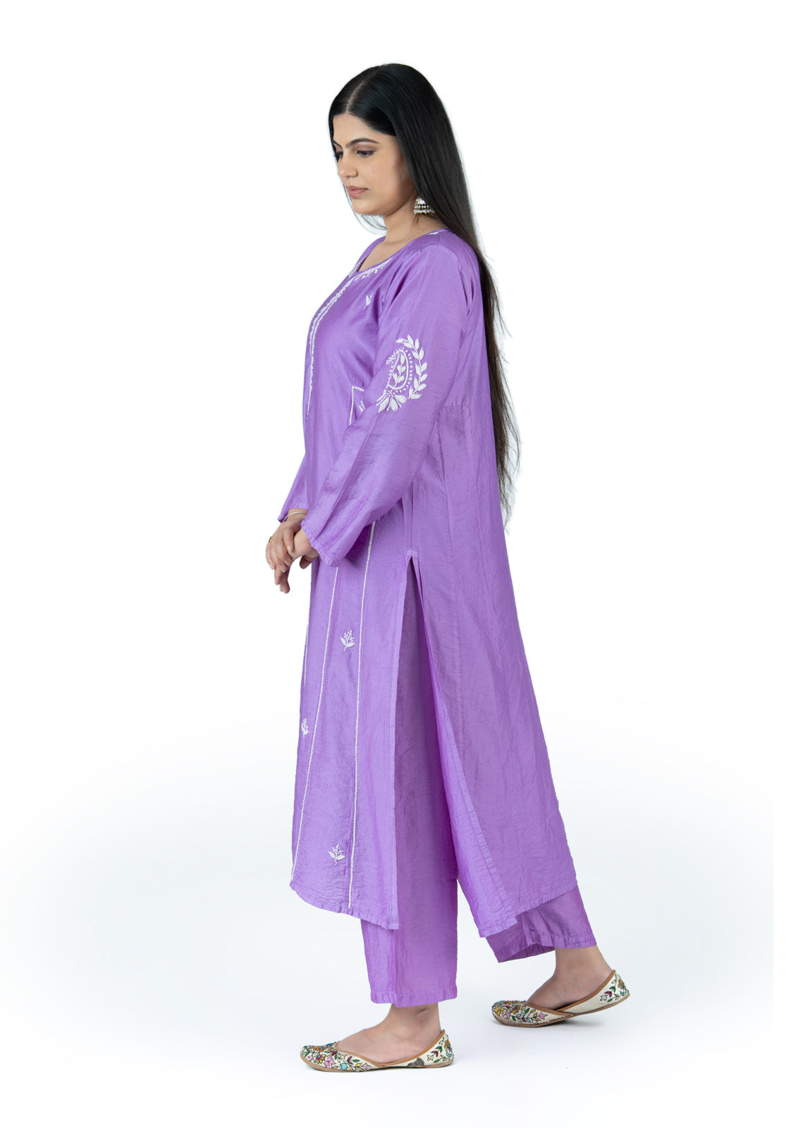 Soft lavender Chanderi Kurta Set