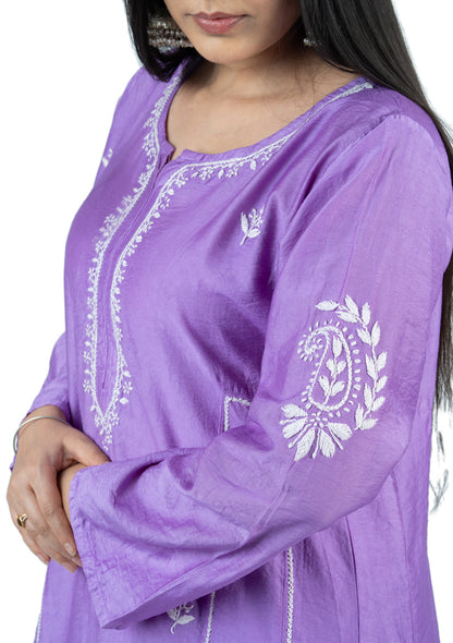 Soft lavender Chanderi Kurta Set