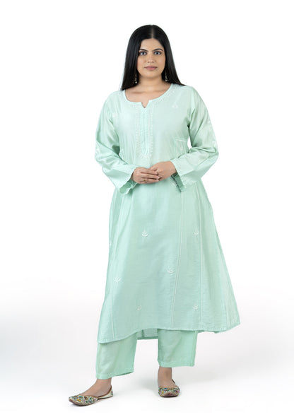 Soft Mint Green Chanderi Kurta Set