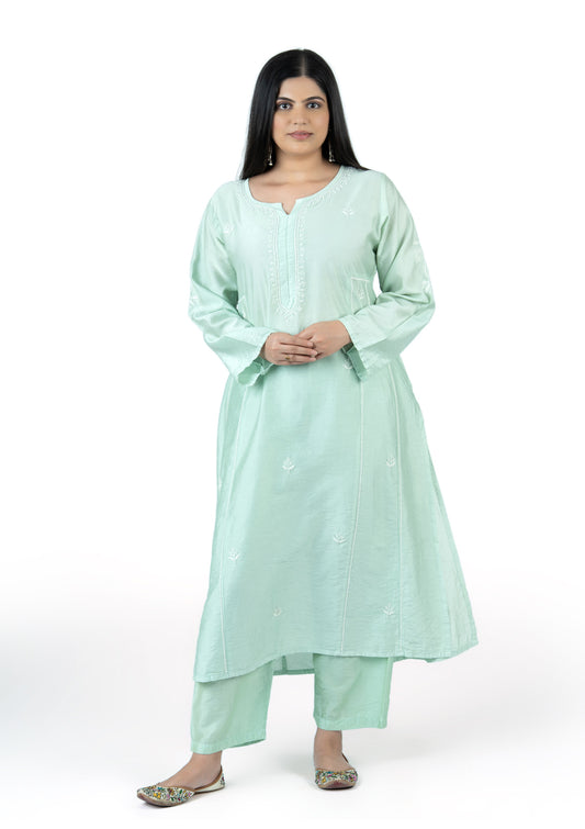 Soft Mint Green Chanderi Kurta Set