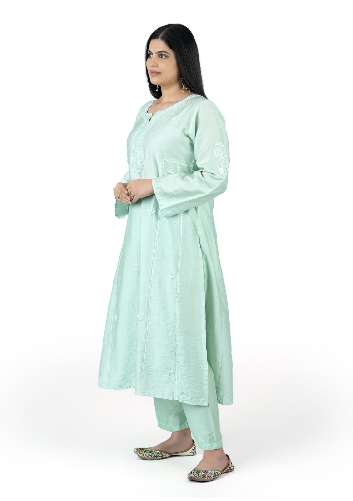 Soft Mint Green Chanderi Kurta Set
