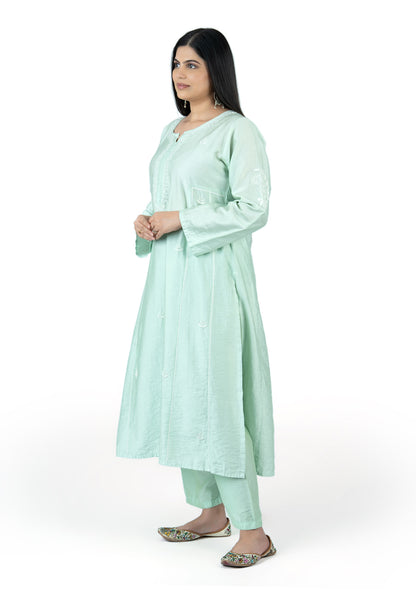 Soft Mint Green Chanderi Kurta Set