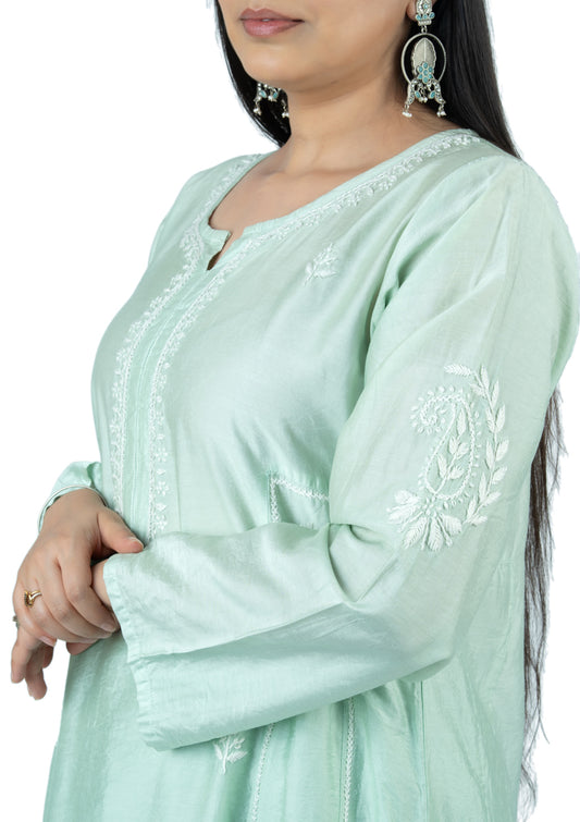 Soft Mint Green Chanderi Kurta Set