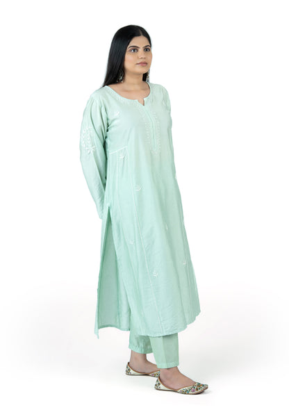 Soft Mint Green Chanderi Kurta Set