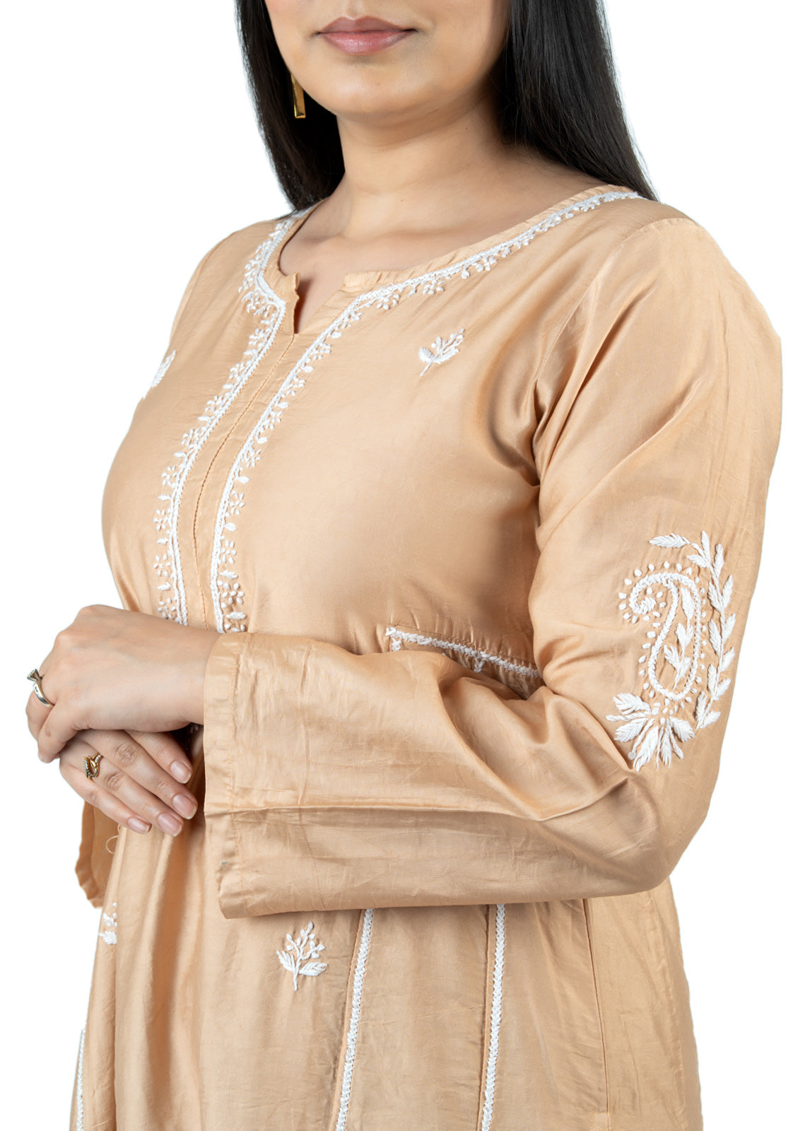 Beige Chanderi Kurta Set
