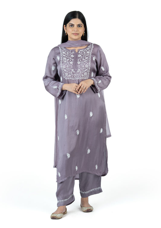 Lavender Modal Satin Suit Set