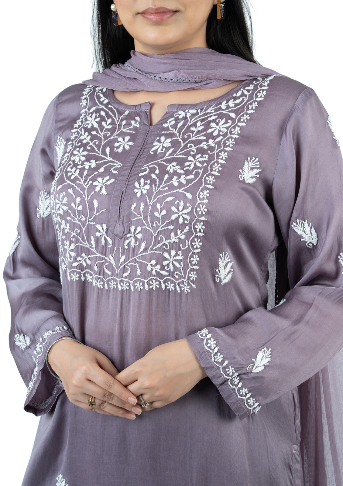 Lavender Modal Satin Suit Set
