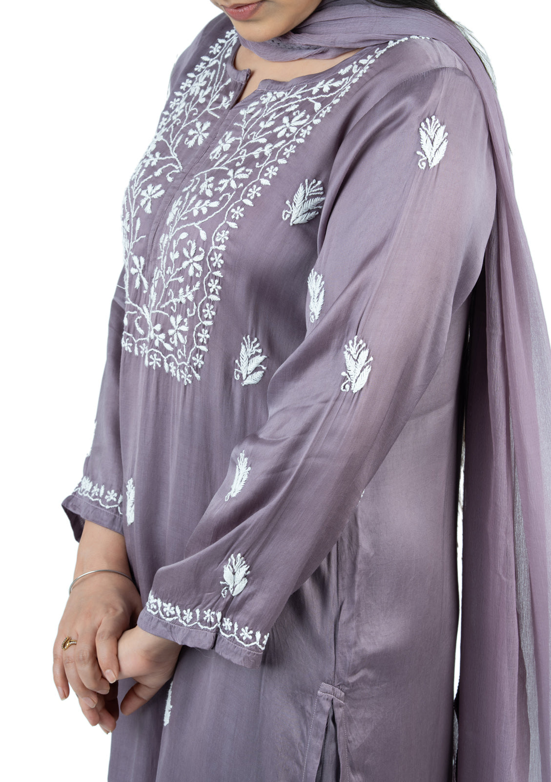 Lavender Modal Satin Suit Set