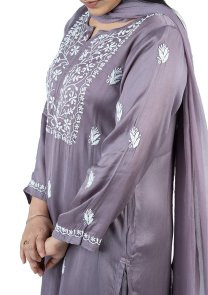 Lavender Modal Satin Suit Set