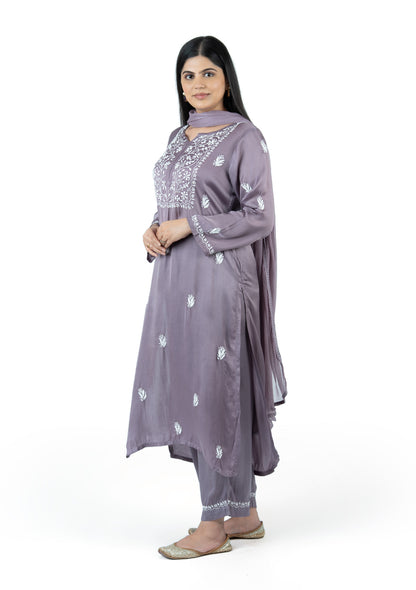Lavender Modal Satin Suit Set