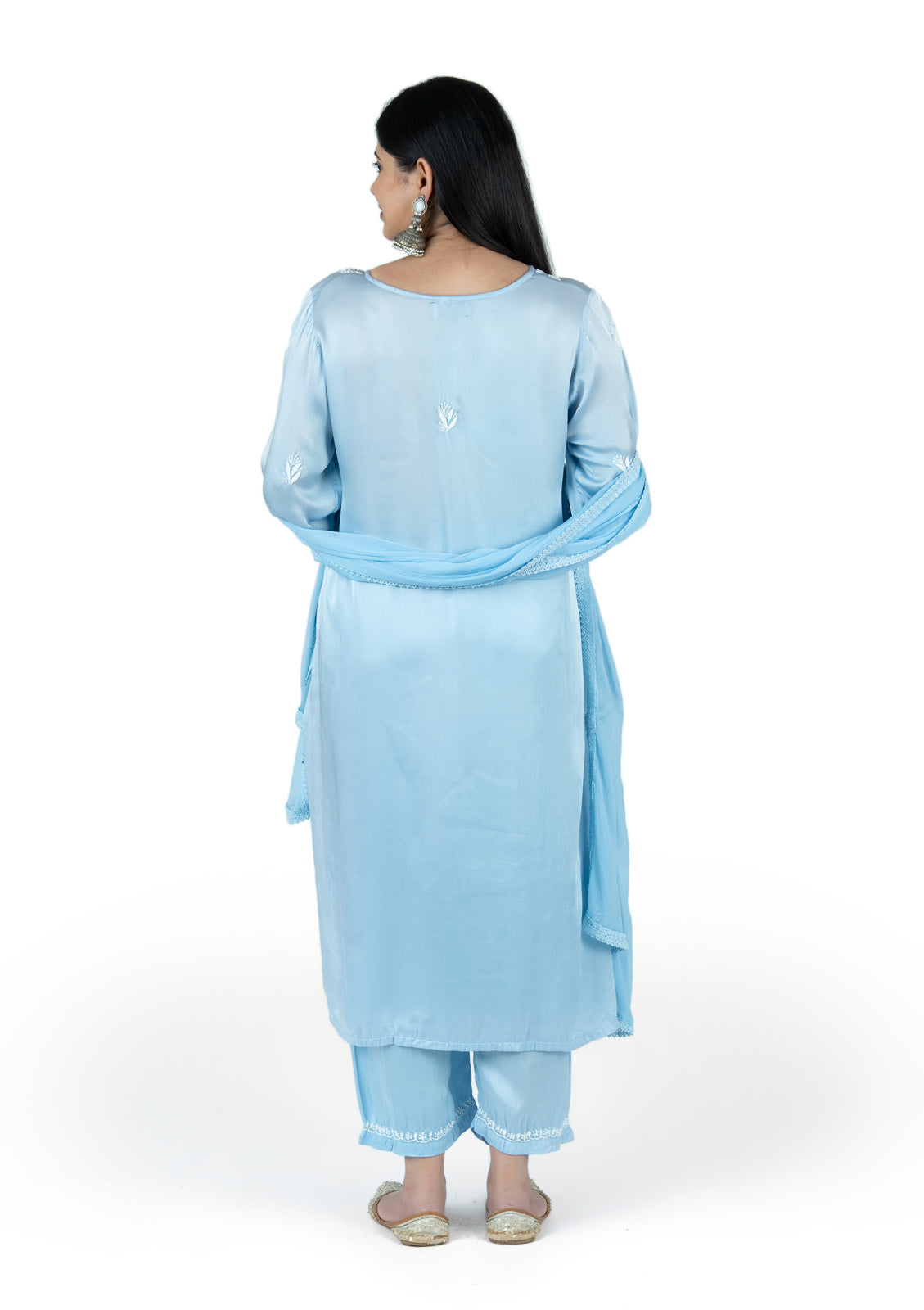 Powder Blue Modal Satin Suit Set