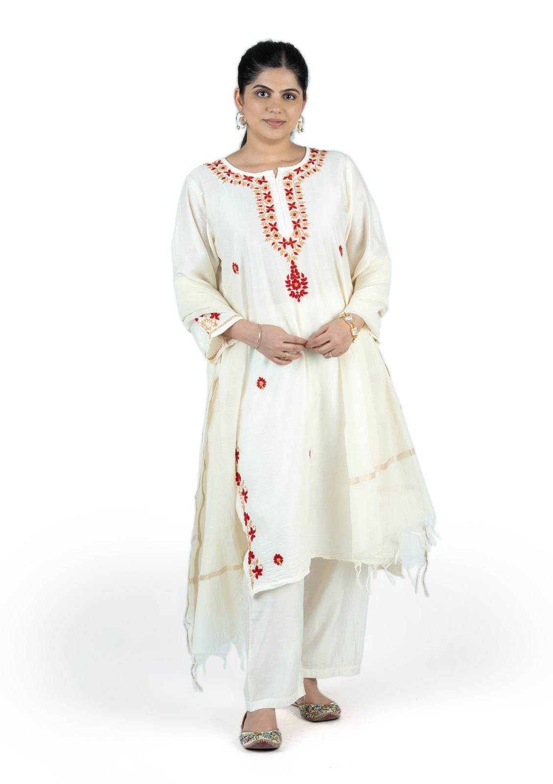 Premium Chanderi Chikankari Suit Set