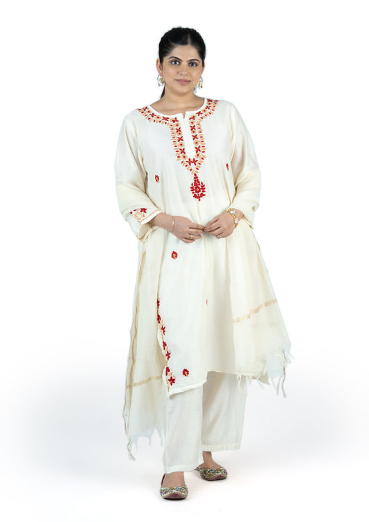Premium Chanderi Chikankari Suit Set