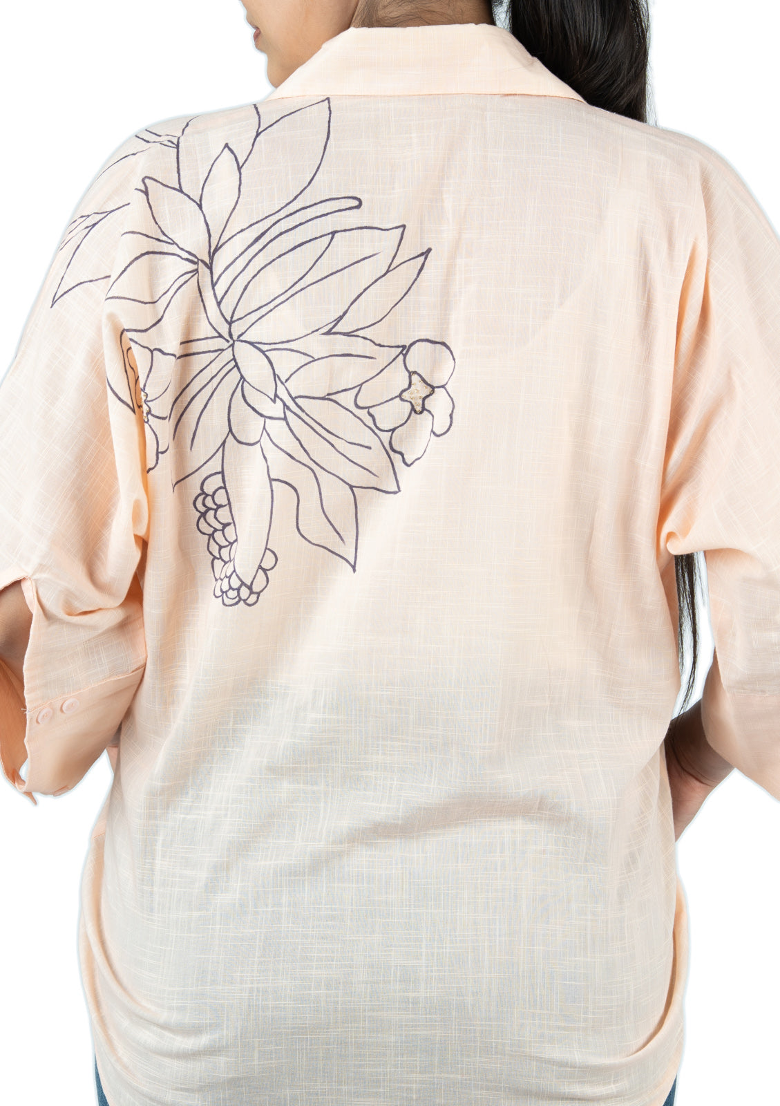 Peach Cotton Linen Handcrafted Shirt