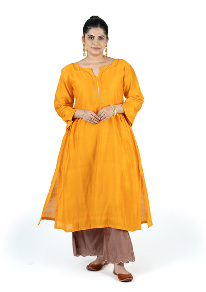 Mustard Yellow Elegant Chanderi Kurta