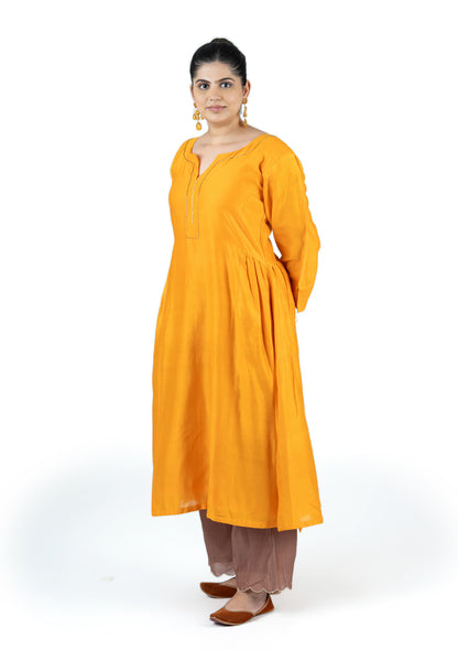 Mustard Yellow Elegant Chanderi Kurta