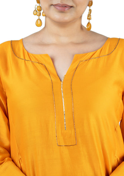 Mustard Yellow Elegant Chanderi Kurta