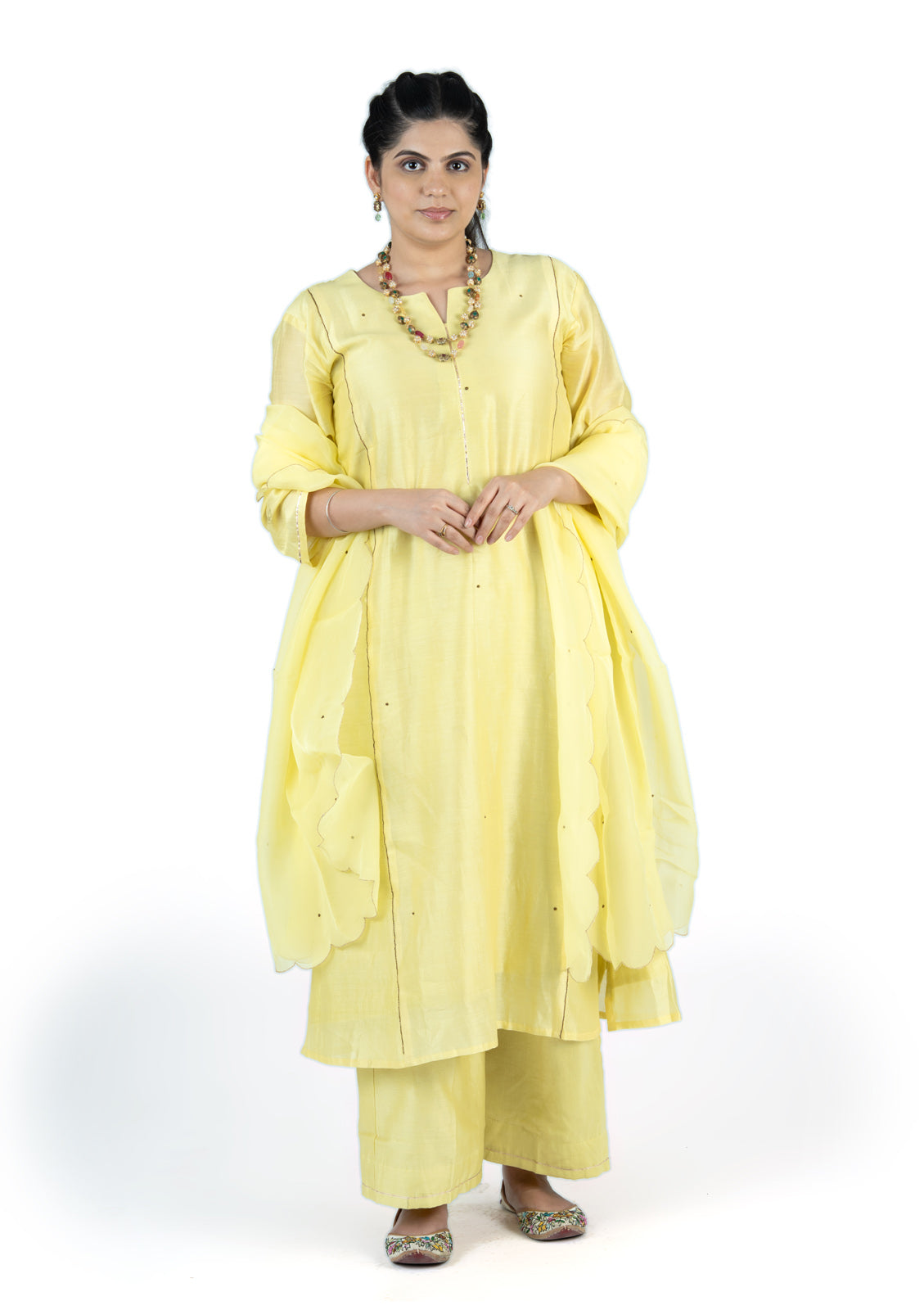 Festive Light Golden Chanderi 3-Piece Set