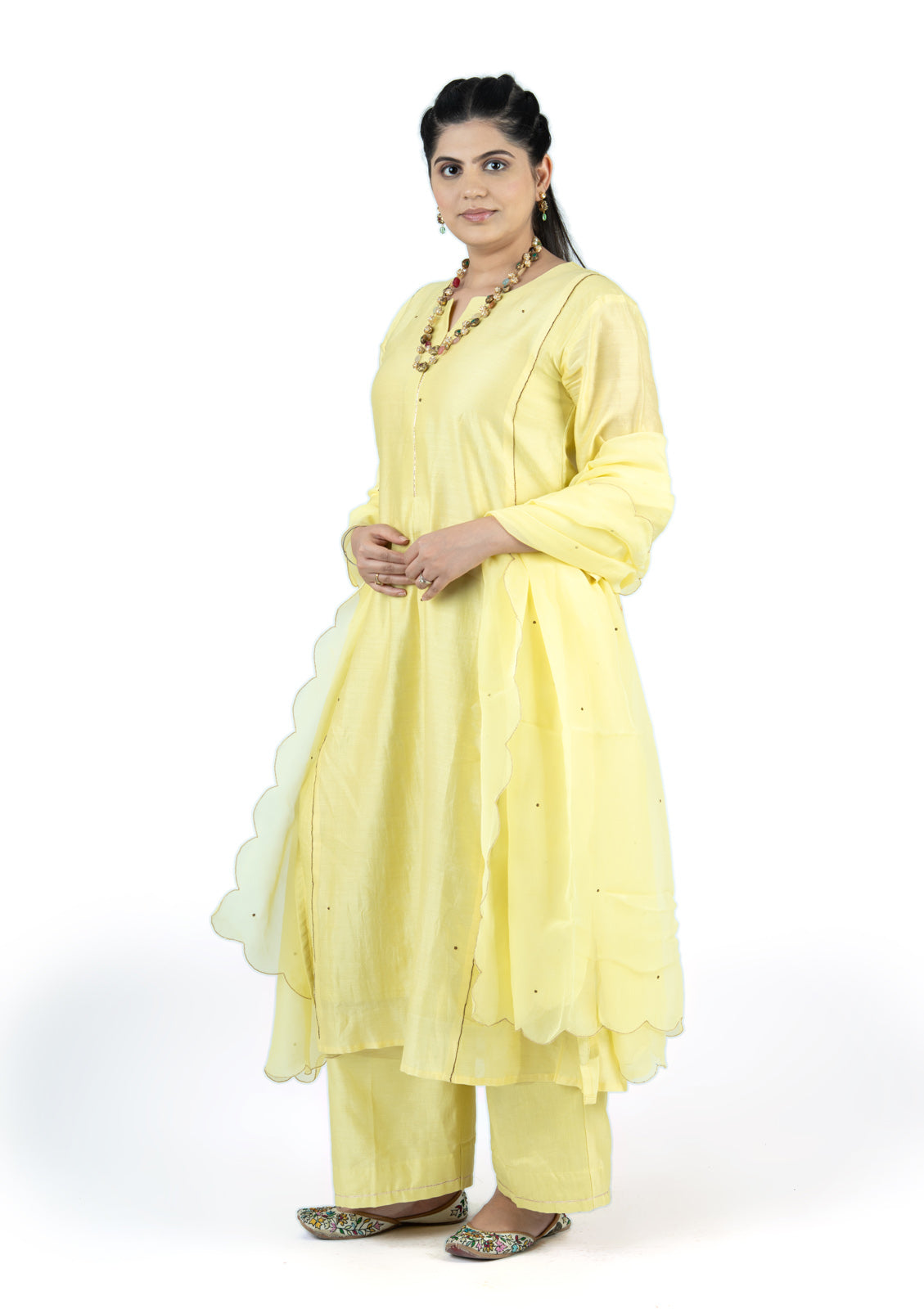 Festive Light Golden Chanderi 3-Piece Set
