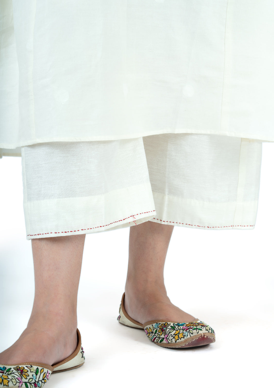 Embroidered Jamdhani Chanderi Silk Ensemble Kurta Set