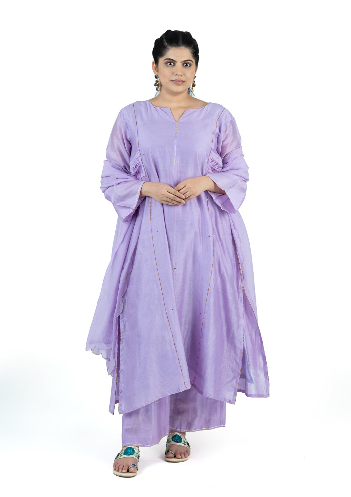 Soft Lavender Chanderi 3-Piece Set