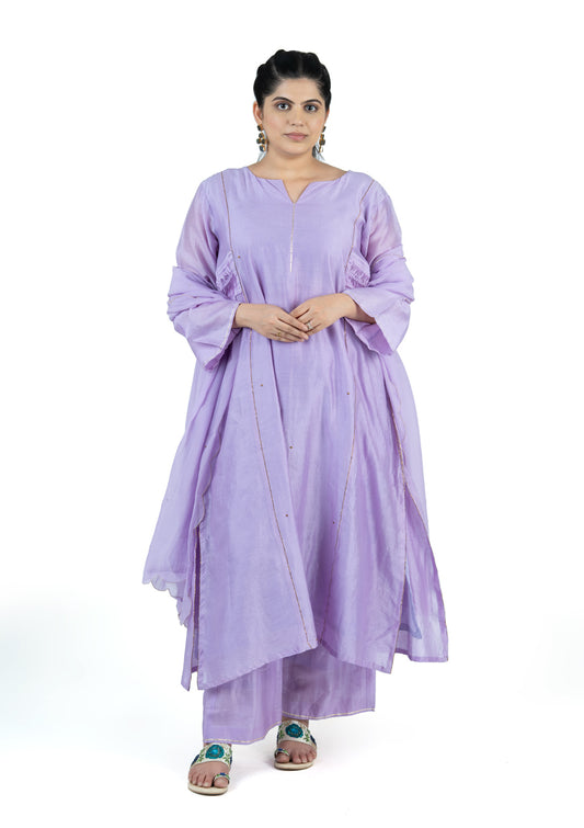 Soft Lavender Chanderi 3-Piece Set