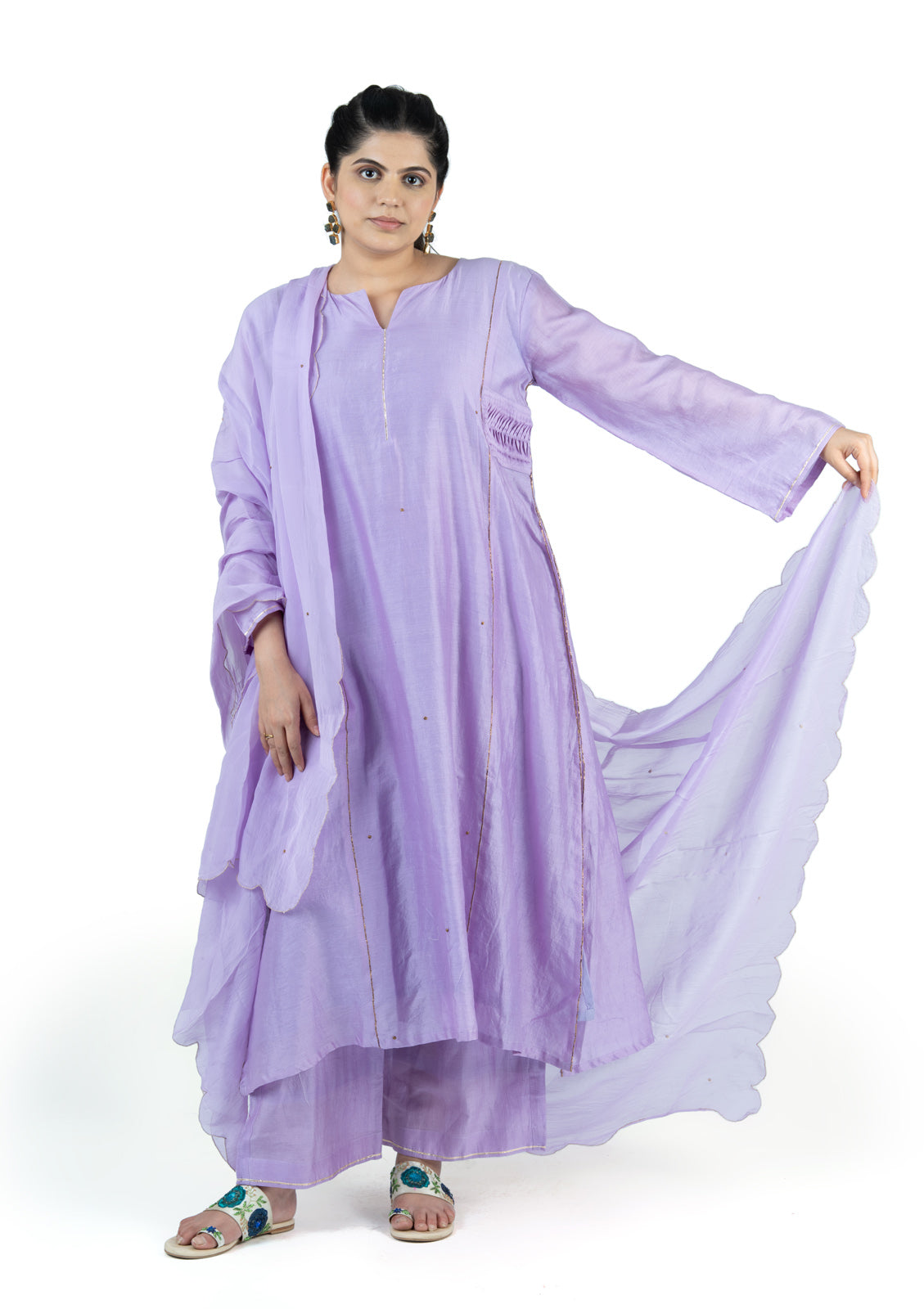 Soft Lavender Chanderi 3-Piece Set