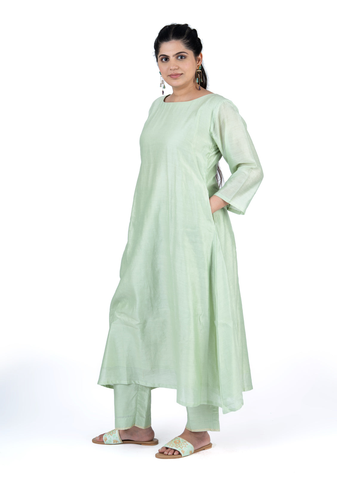 Mint Green Chanderi 2-Piece Coord Set