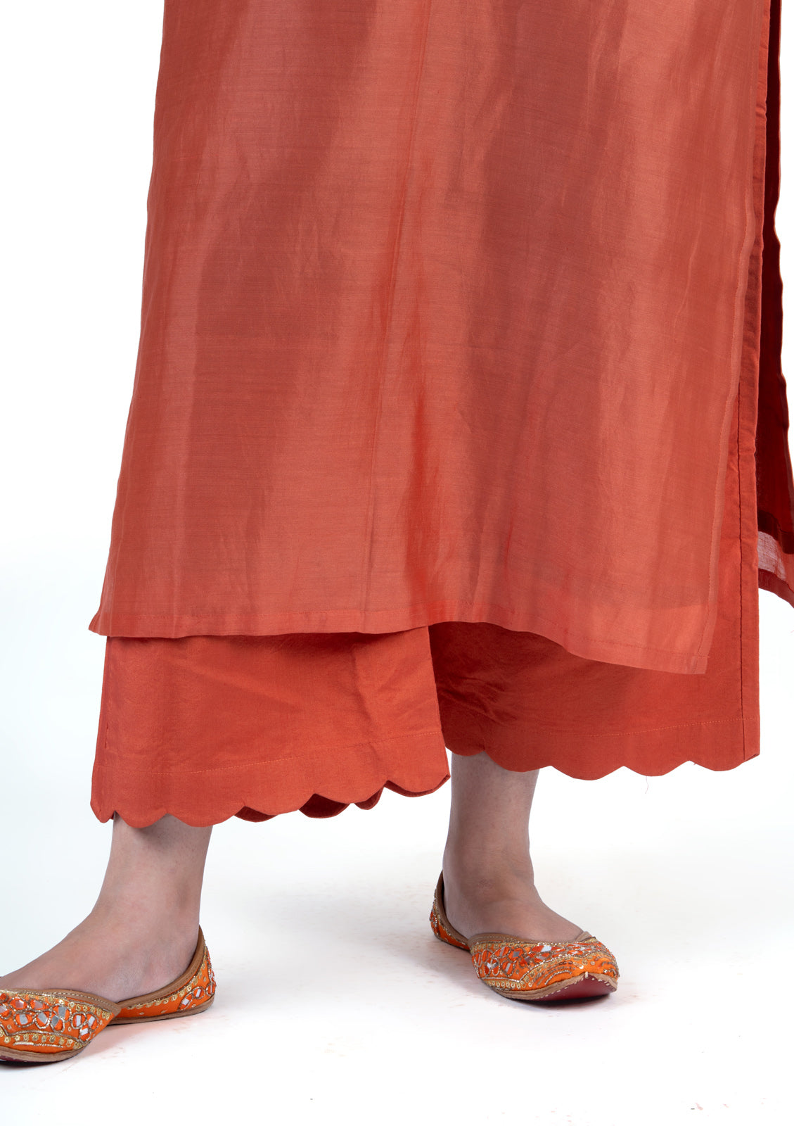 Premium Burnt Orange Chanderi Co-Ord Set