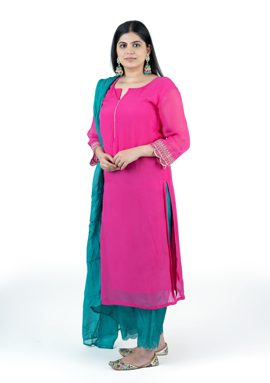 Organza Silk Hand-Embroidered 3-Piece Set