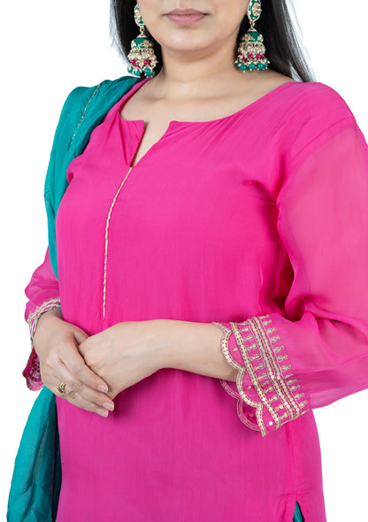 Organza Silk Hand-Embroidered 3-Piece Set