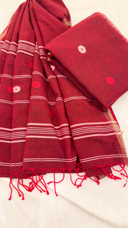 Jamdhani Handspun Pure Cotton Top & Dupatta Set
